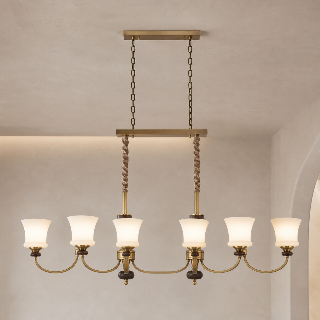 W&F Collection | Caldrienne Opal Glass Linear Chandelier
