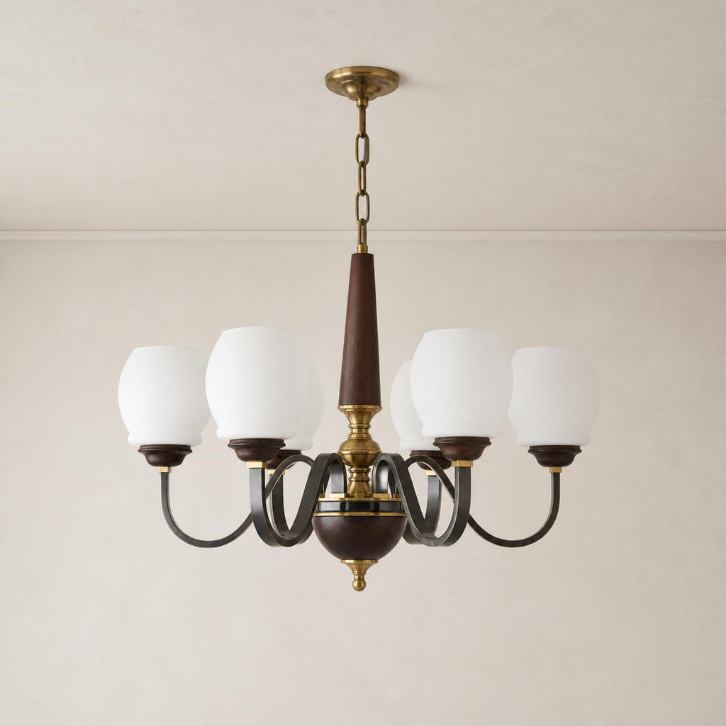W&F Collection | Caldwell Rounded Opal Glass Chandelier