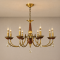 W&F Collection | Candelis Candle-Style Wood and Crystal Chandelier