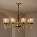 W&F Collection | Cognelle Cognac Glass and Ash Wood Chandelier
