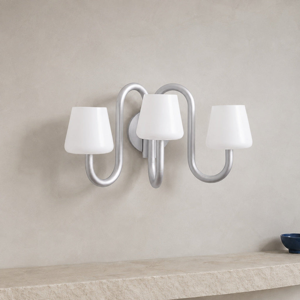 W&F Collection | Apollo Gray Aluminum and Opal Glass Wall Sconce