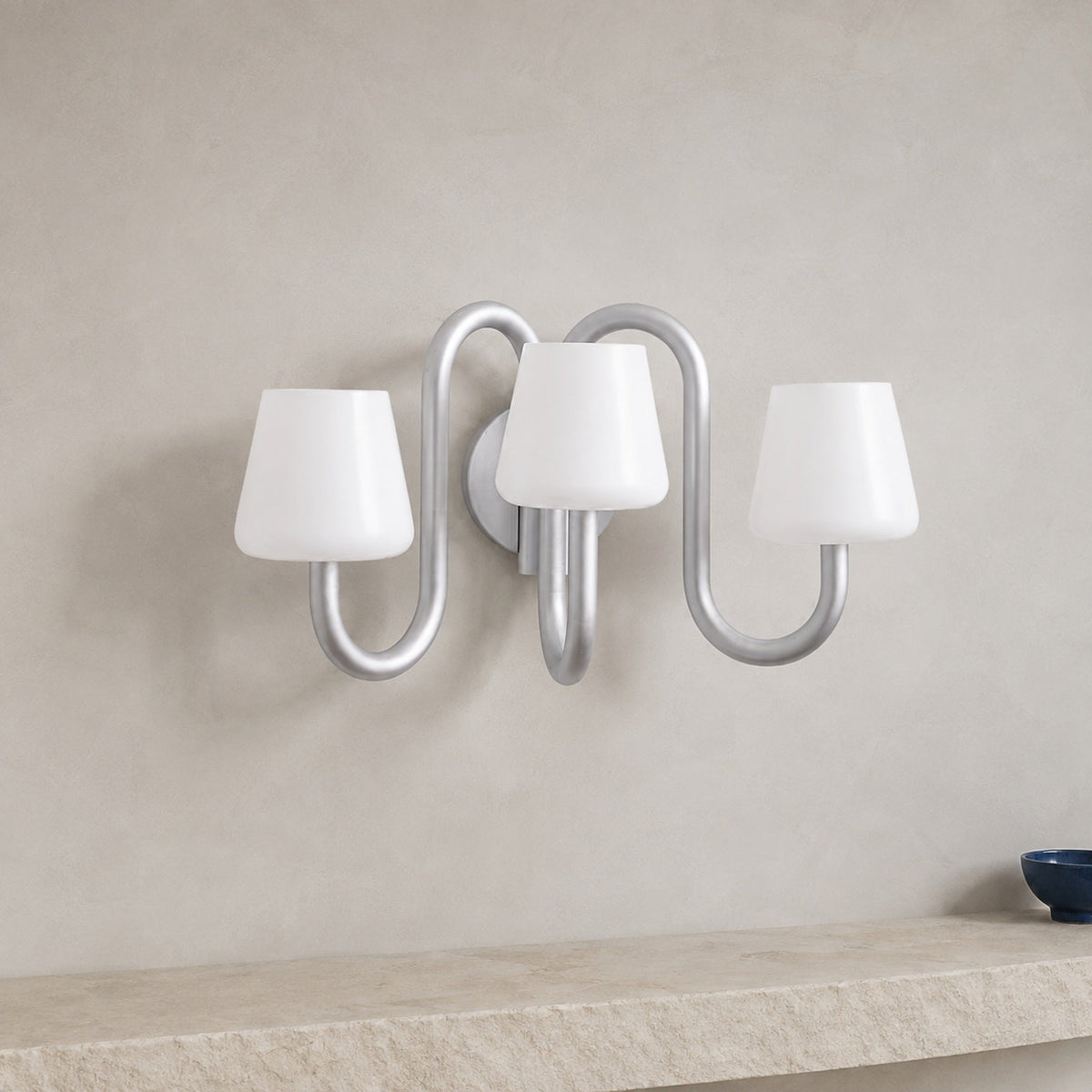 W&F Collection | Apollo Gray Aluminum and Opal Glass Wall Sconce