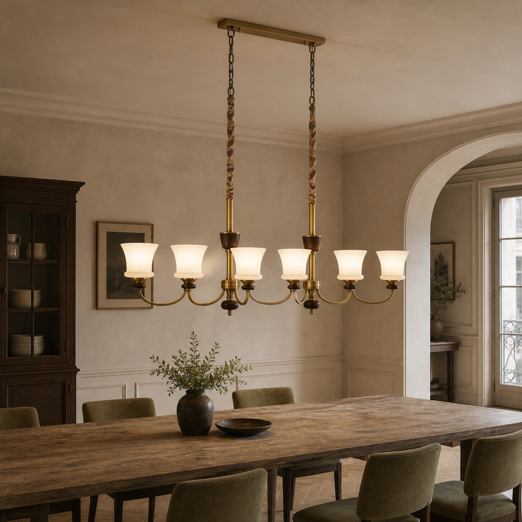 W&F Collection | Caldrienne Opal Glass Linear Chandelier
