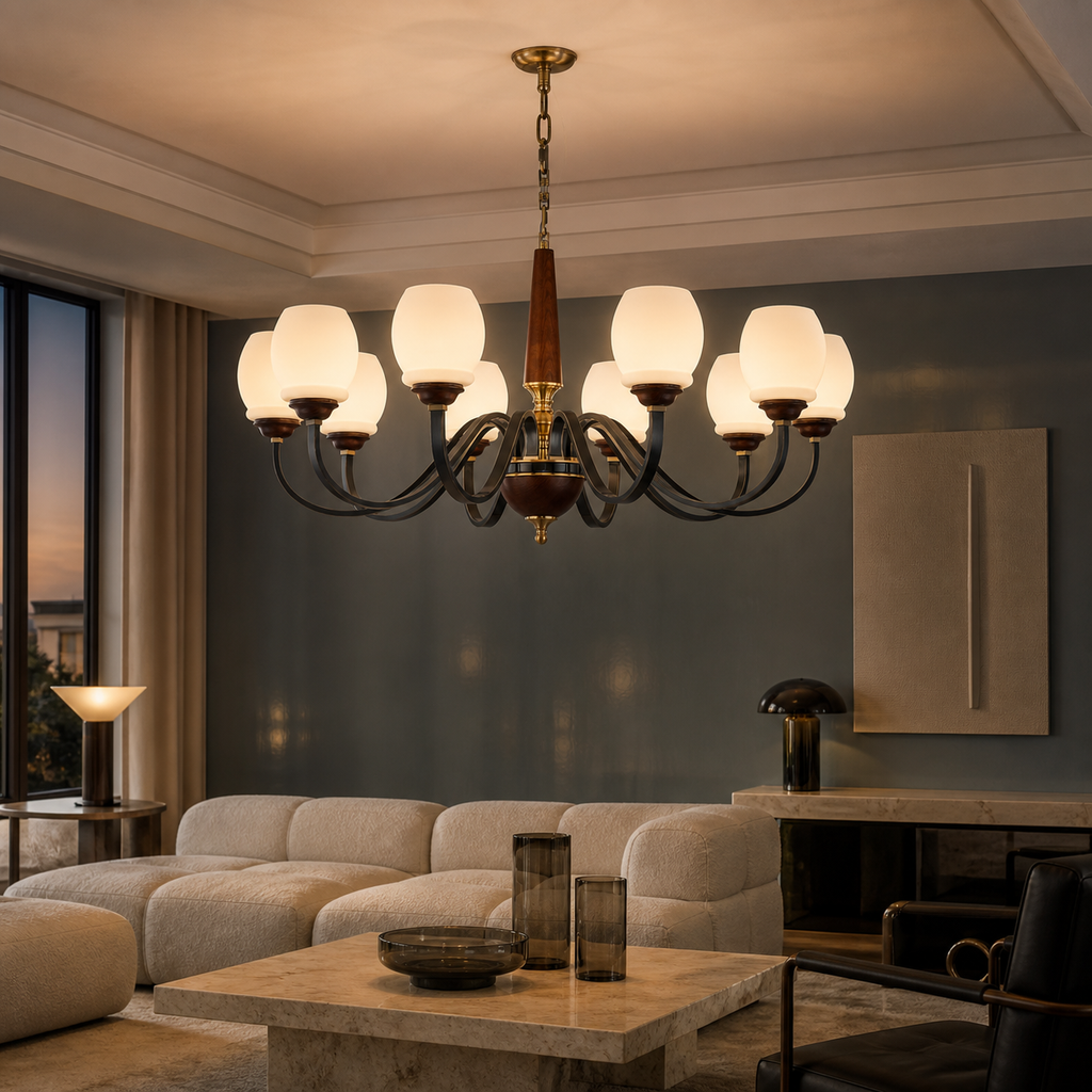 W&F Collection | Caldwell Rounded Opal Glass Chandelier