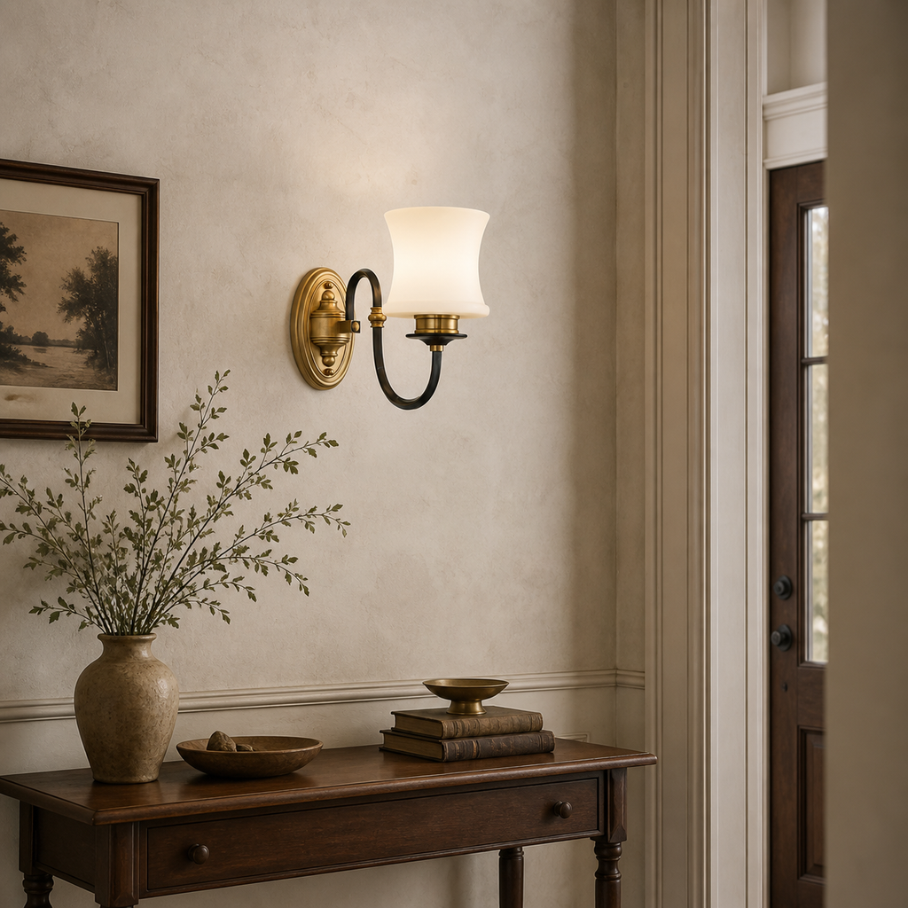 W&F Collection | Ebonelle Opal Glass Wall Sconce