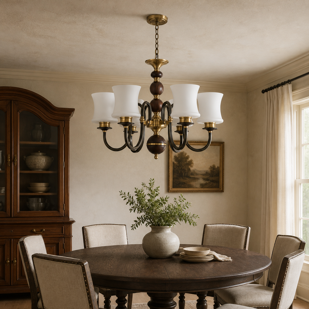 W&F Collection | Ebonelle Opal Glass Chandelier
