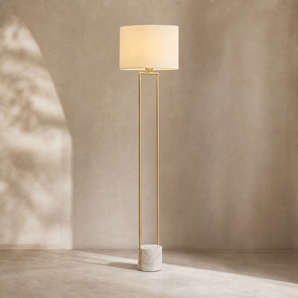 W&F Collection | Double-Rod Floor Lamp with Marble Base
