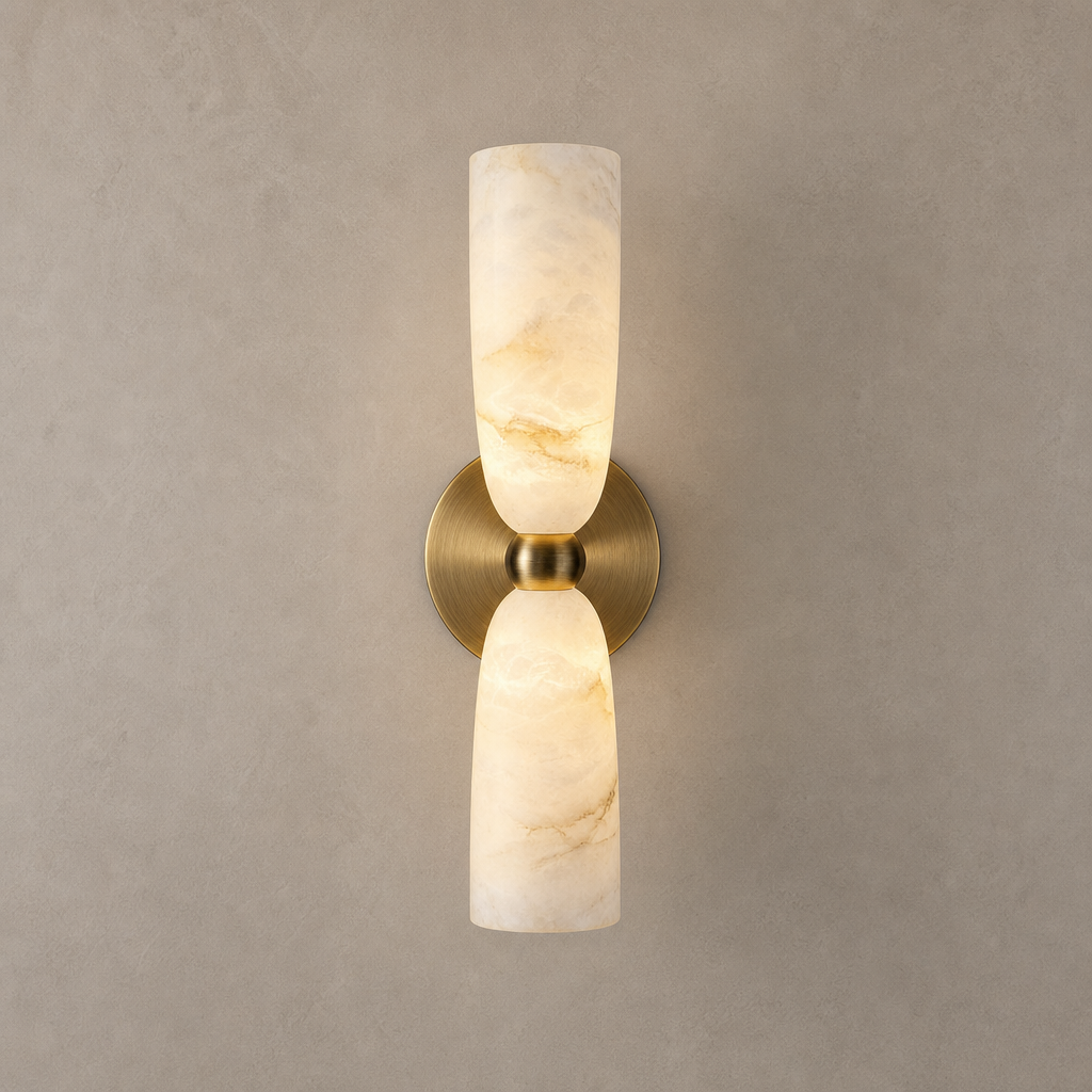 W&F Collection | Double Alabaster Cylinder Wall Sconce