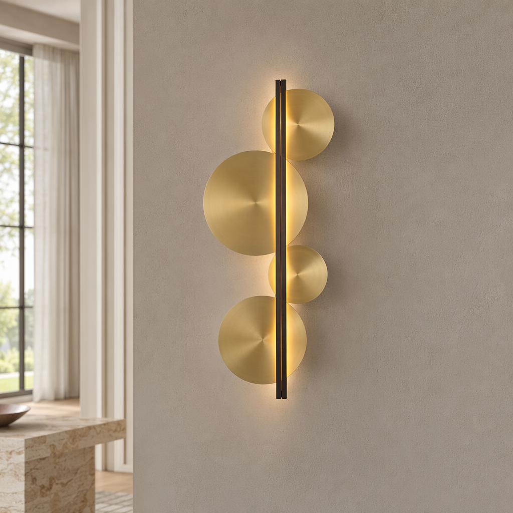 W&F Collection | Brass Disc LED Wall Sconce