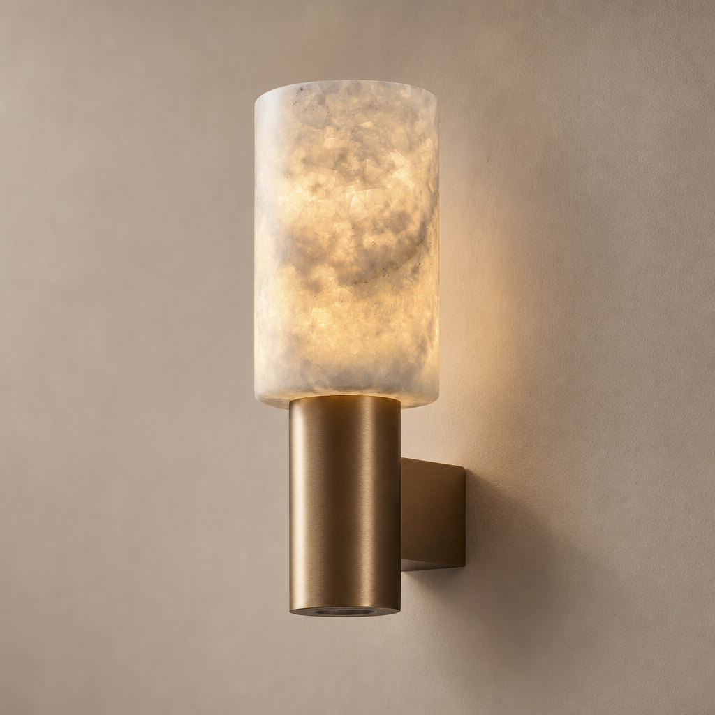W&F Collection | Azurelith Blue Crystal Cylinder Wall Sconce