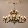 W&F Collection | Blue Glazed Ceramic Two-Tier Chandelier