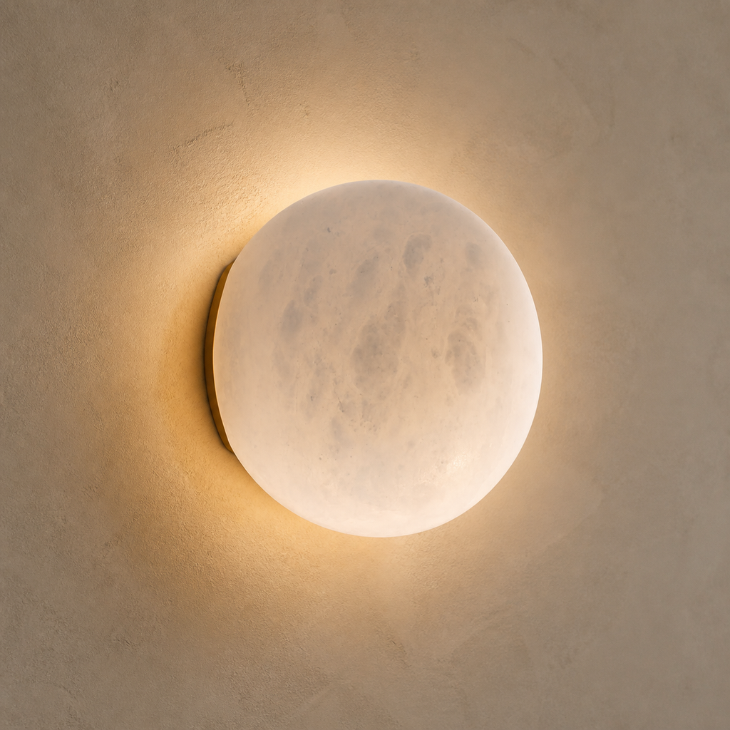 W&F Collection | Alabaster Globe Wall Sconce in Natural Brass, 3 Sizes