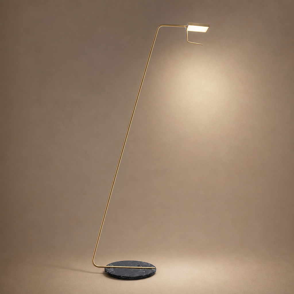 W&F Collection | Antique Brass Marble LED Floor Lamp