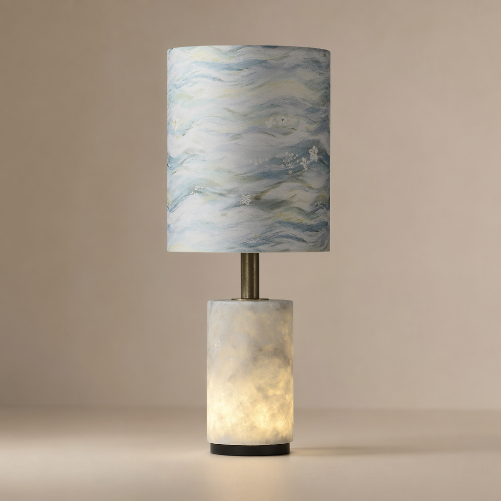 W&F Collection | Brazilian Natural Stone Table Lamp with Fabric Shade