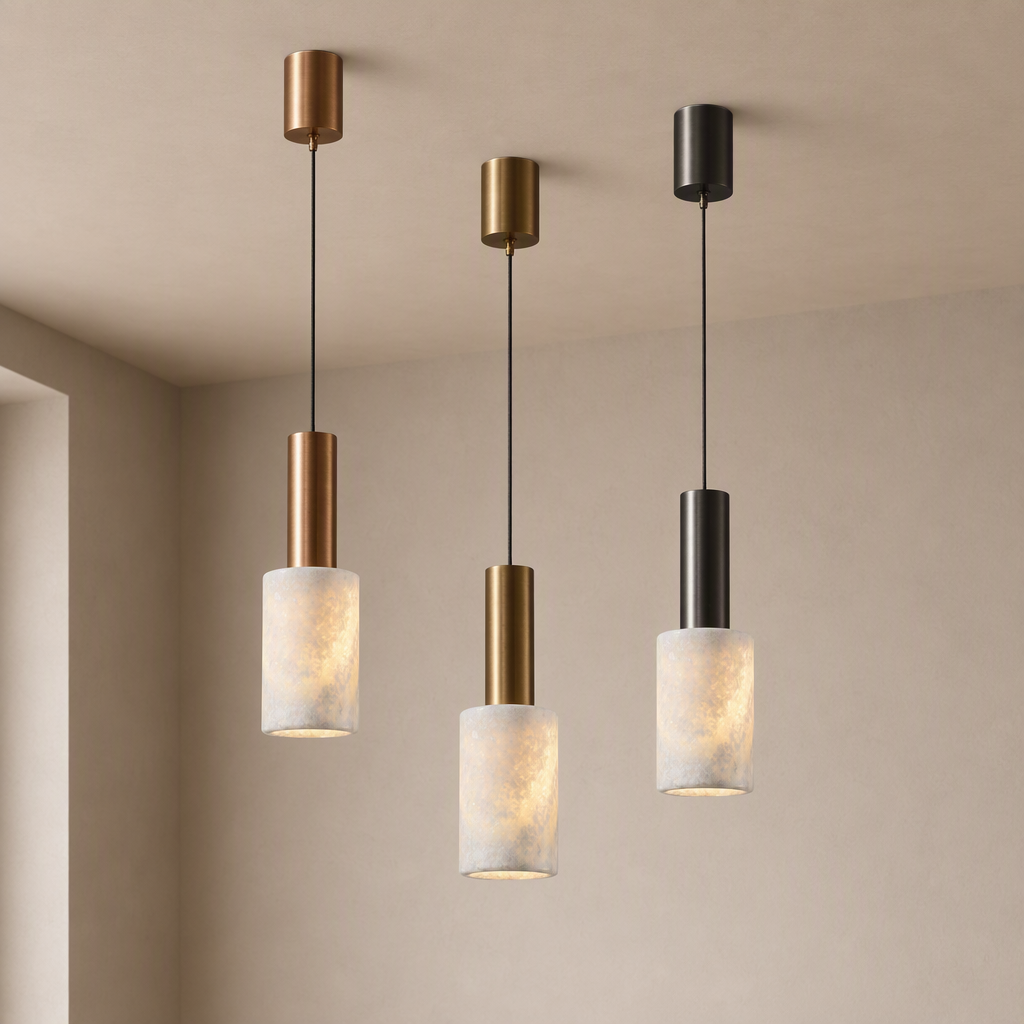 W&F Collection | Azurelith Blue Crystal Cylinder Pendant Light