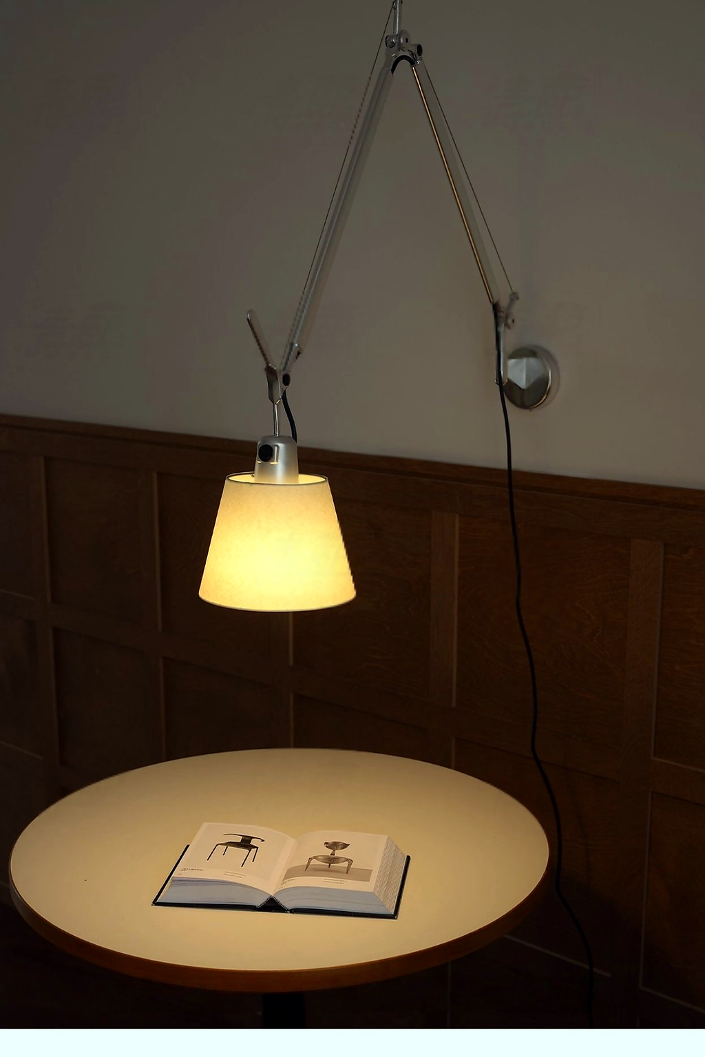 W&F Collection | Bauhaus Adjustable Parchment Swing Arm Wall Light