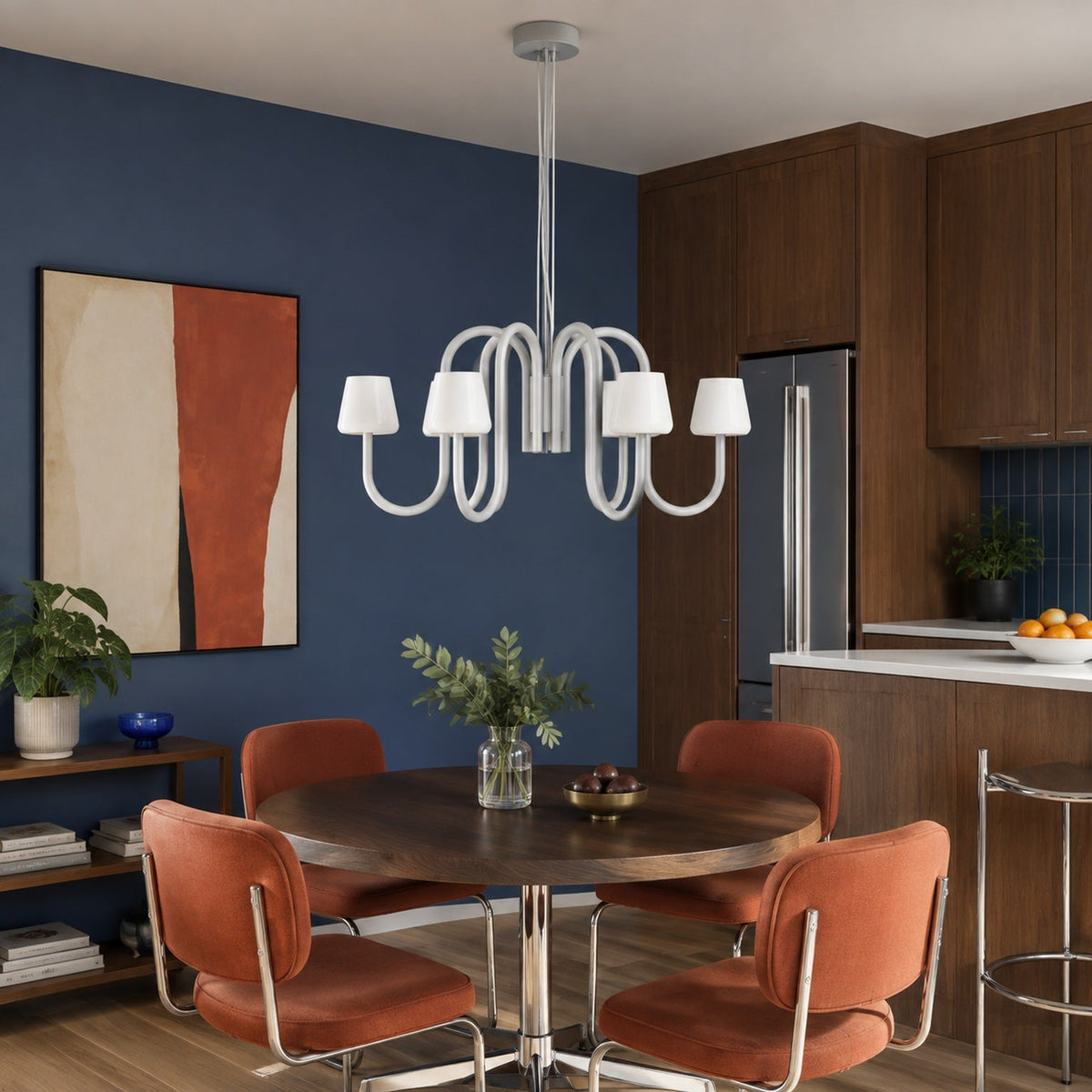 W&F Collection | Apollo Gray Aluminum and Opal Glass Chandelier