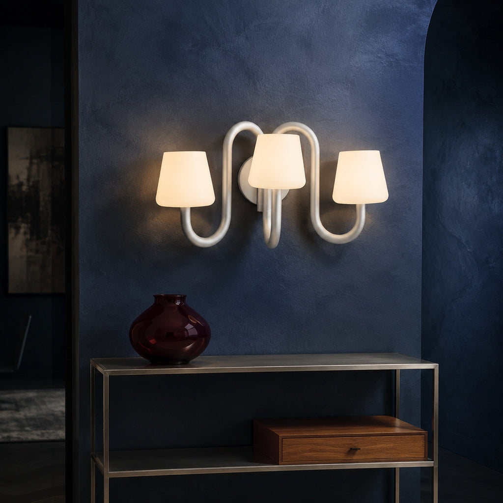 W&F Collection | Apollo Gray Aluminum and Opal Glass Wall Sconce