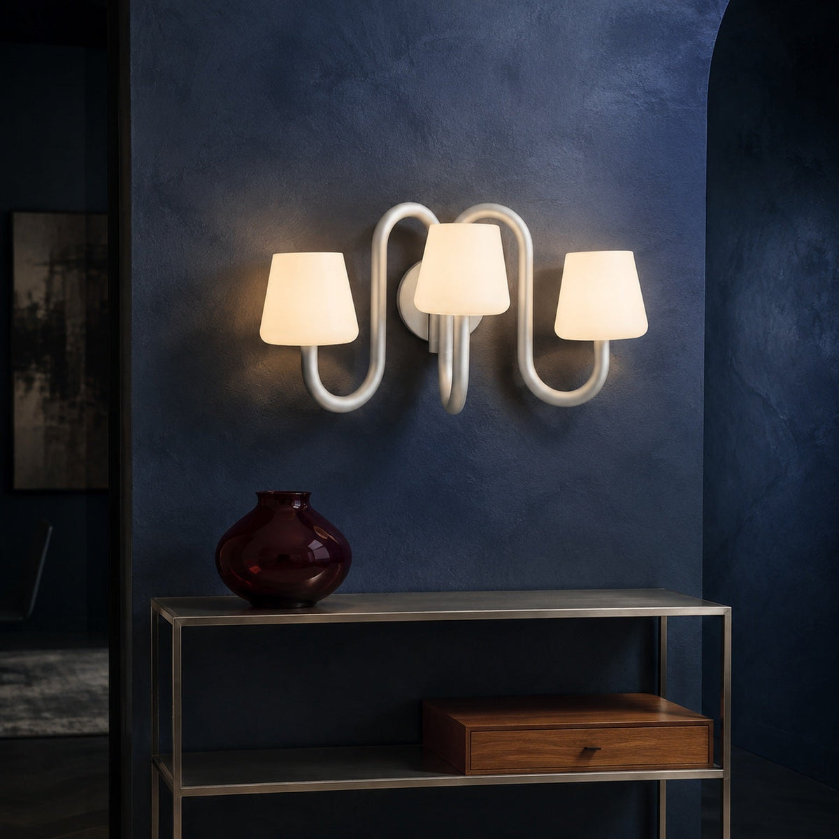 W&F Collection | Apollo Gray Aluminum and Opal Glass Wall Sconce