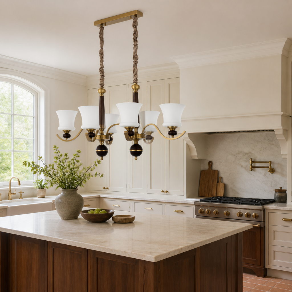 W&F Collection | Brontelle Opal Glass Linear Chandelier