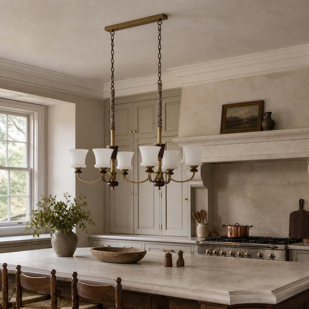 W&F Collection | Caldrienne Opal Glass Linear Chandelier