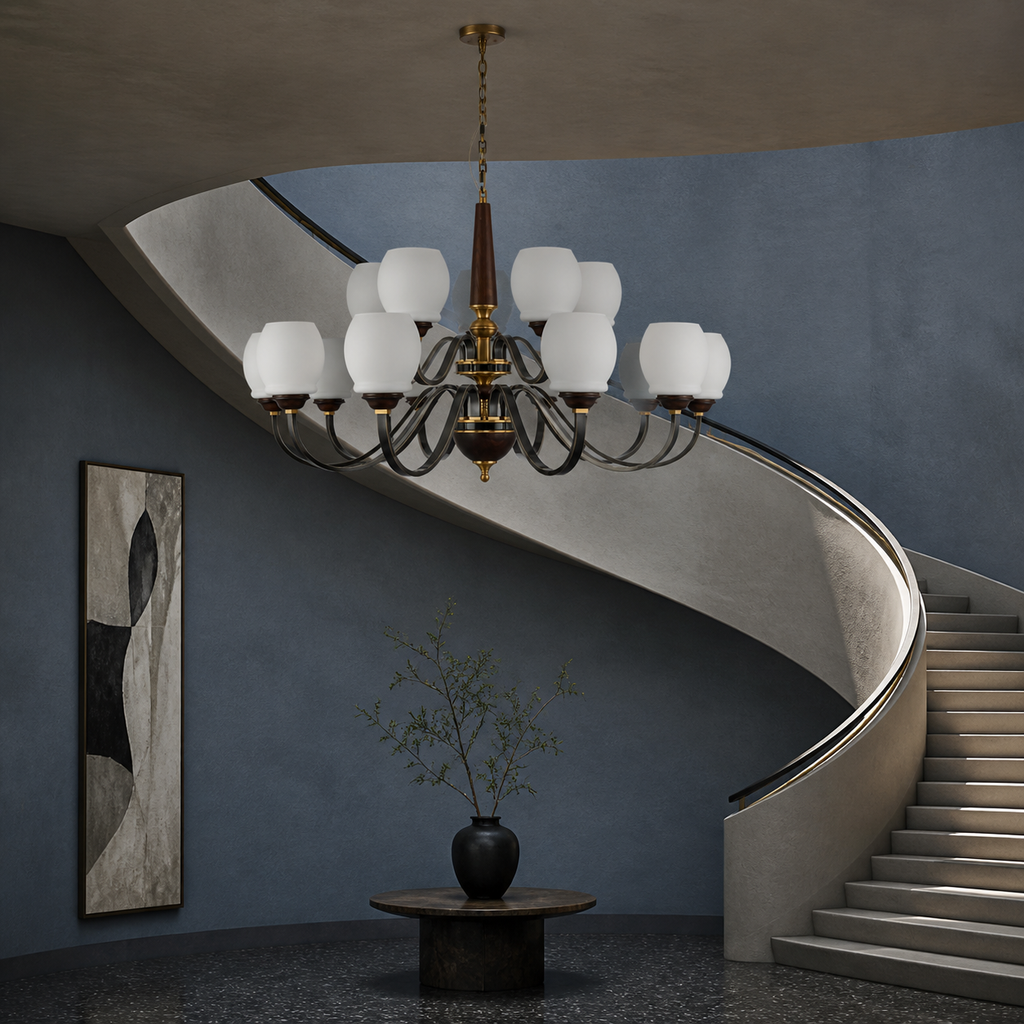 W&F Collection | Caldwell Rounded Opal Glass Chandelier