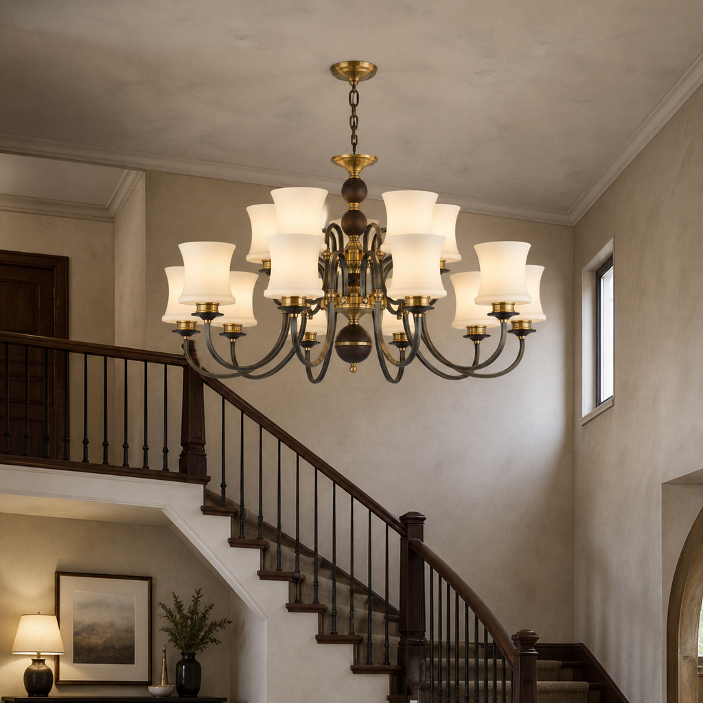 W&F Collection | Ebonelle Opal Glass Chandelier