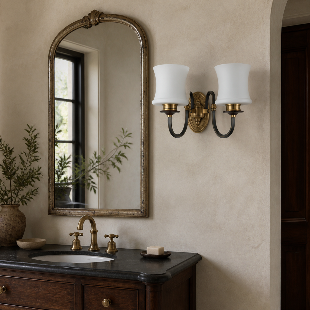 W&F Collection | Ebonelle Opal Glass Wall Sconce