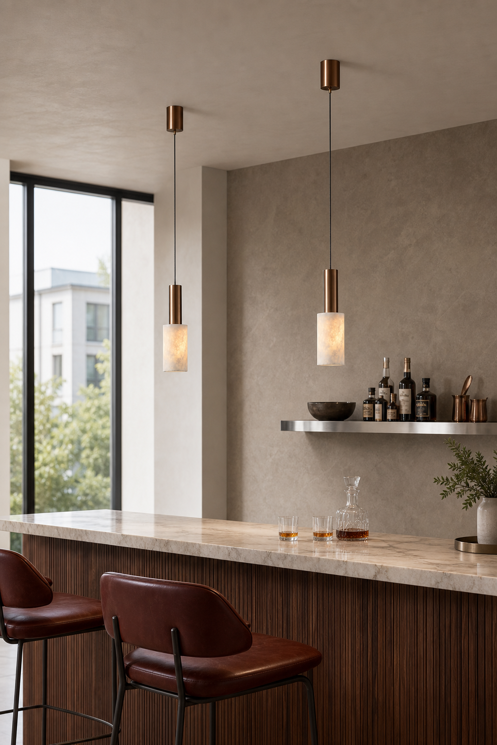 W&F Collection | Azurelith Blue Crystal Cylinder Pendant Light