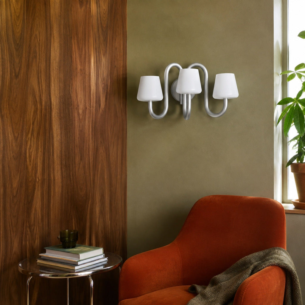 W&F Collection | Apollo Gray Aluminum and Opal Glass Wall Sconce
