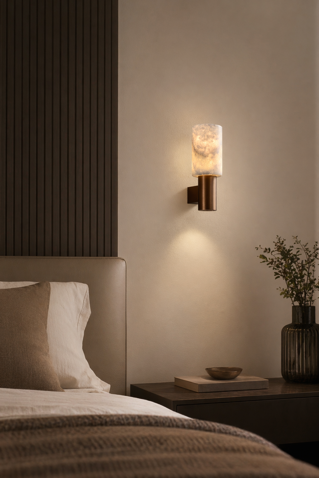 W&F Collection | Azurelith Blue Crystal Cylinder Wall Sconce