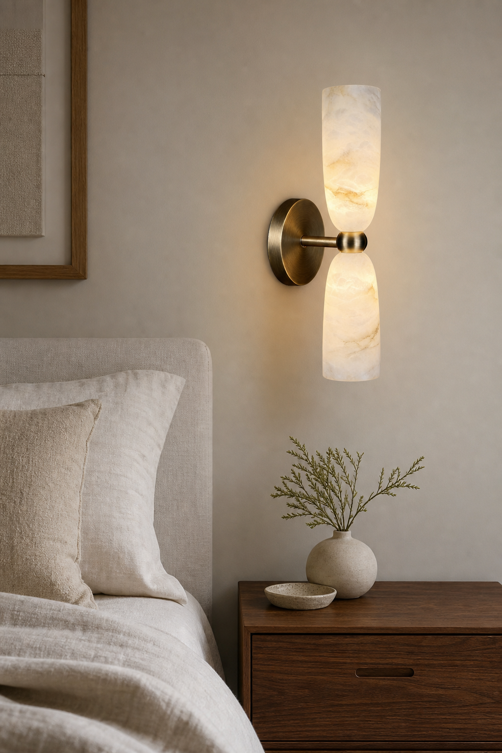 W&F Collection | Double Alabaster Cylinder Wall Sconce