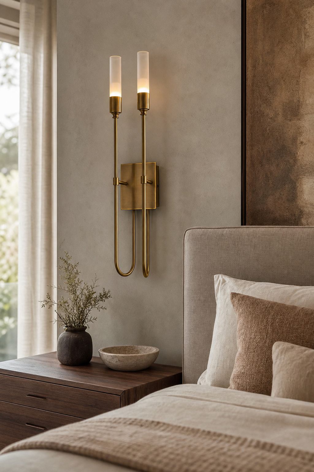 W&F Collection | Double Arrow Brass and Acrylic Wall Sconce