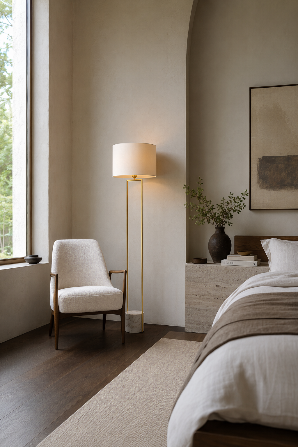 W&F Collection | Double-Rod Floor Lamp with Marble Base
