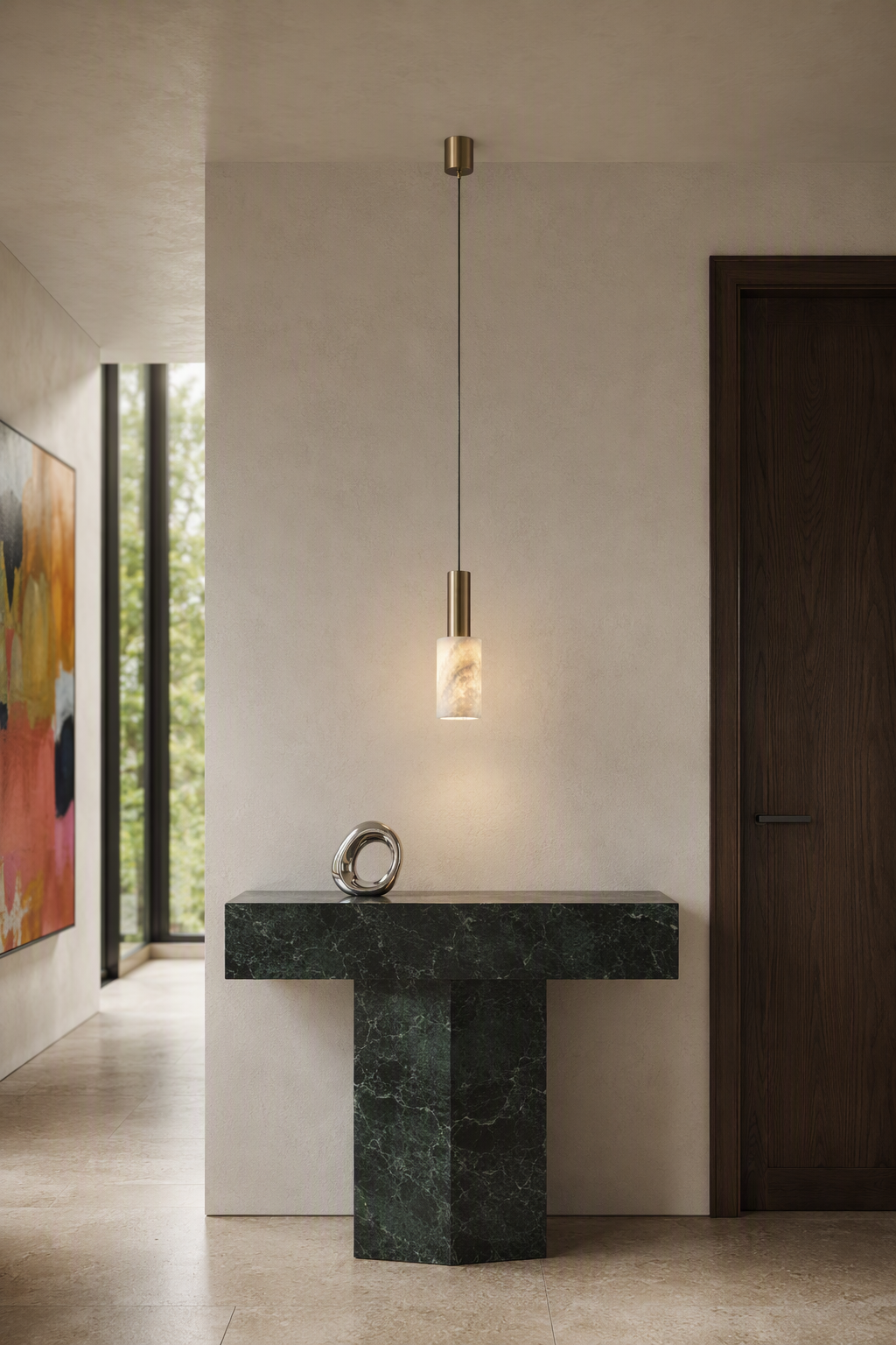 W&F Collection | Azurelith Blue Crystal Cylinder Pendant Light