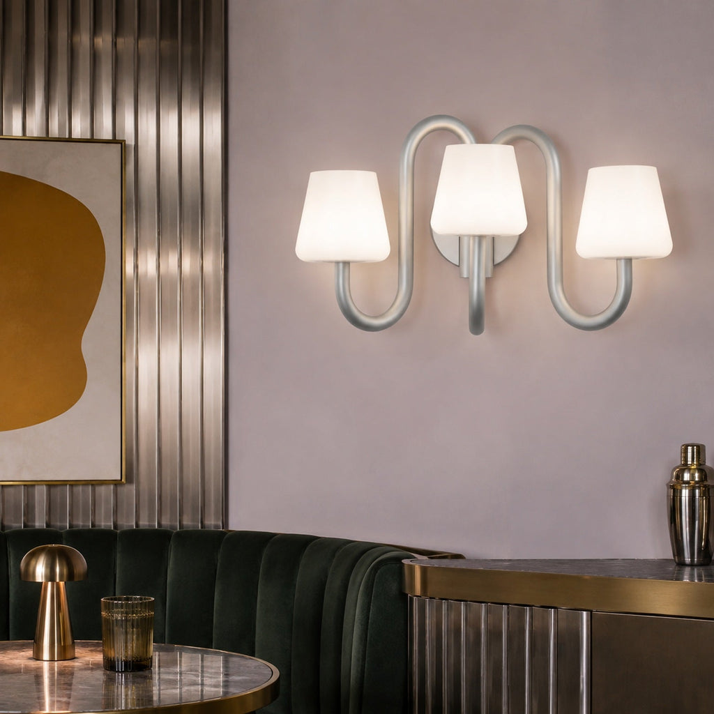 W&F Collection | Apollo Gray Aluminum and Opal Glass Wall Sconce