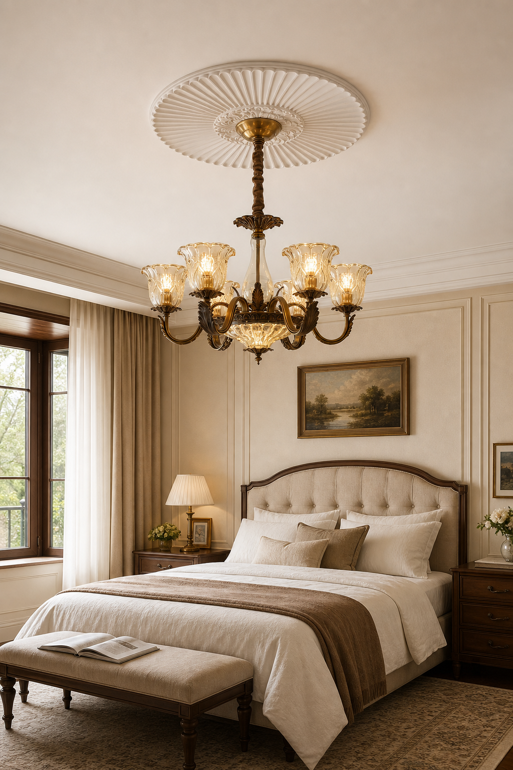W&F Collection | Antique Brass Fluted Glass Chandelier