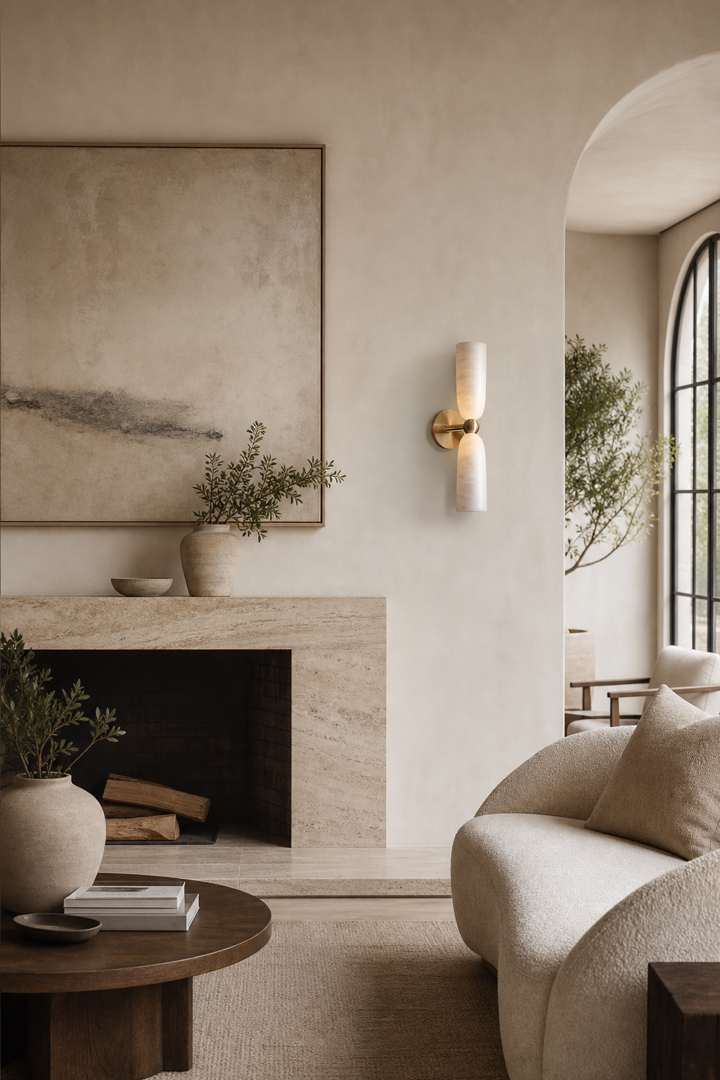 W&F Collection | Double Alabaster Cylinder Wall Sconce