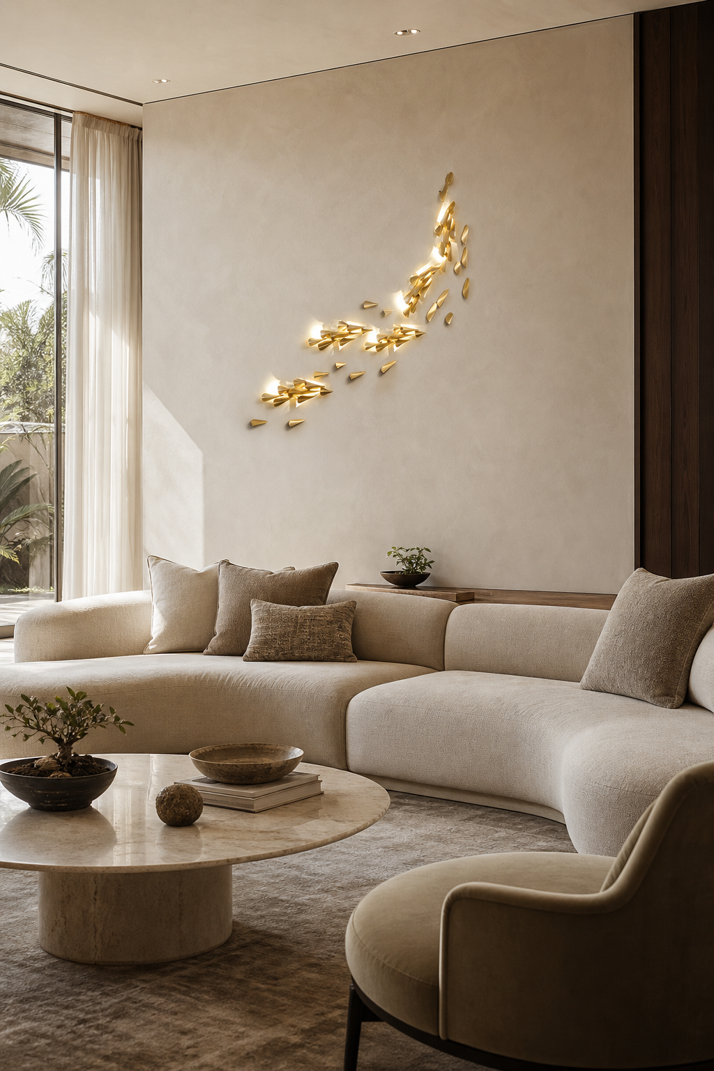 W&F Collection | Anodine Brass Leaf LED Wall Art Sconce