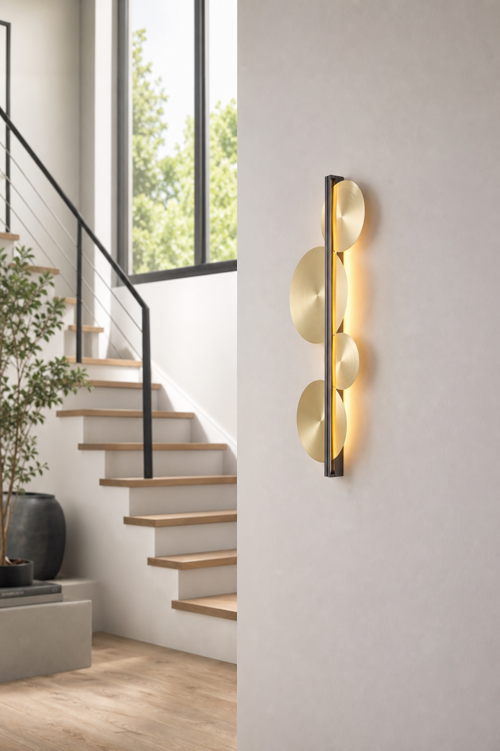 W&F Collection | Brass Disc LED Wall Sconce