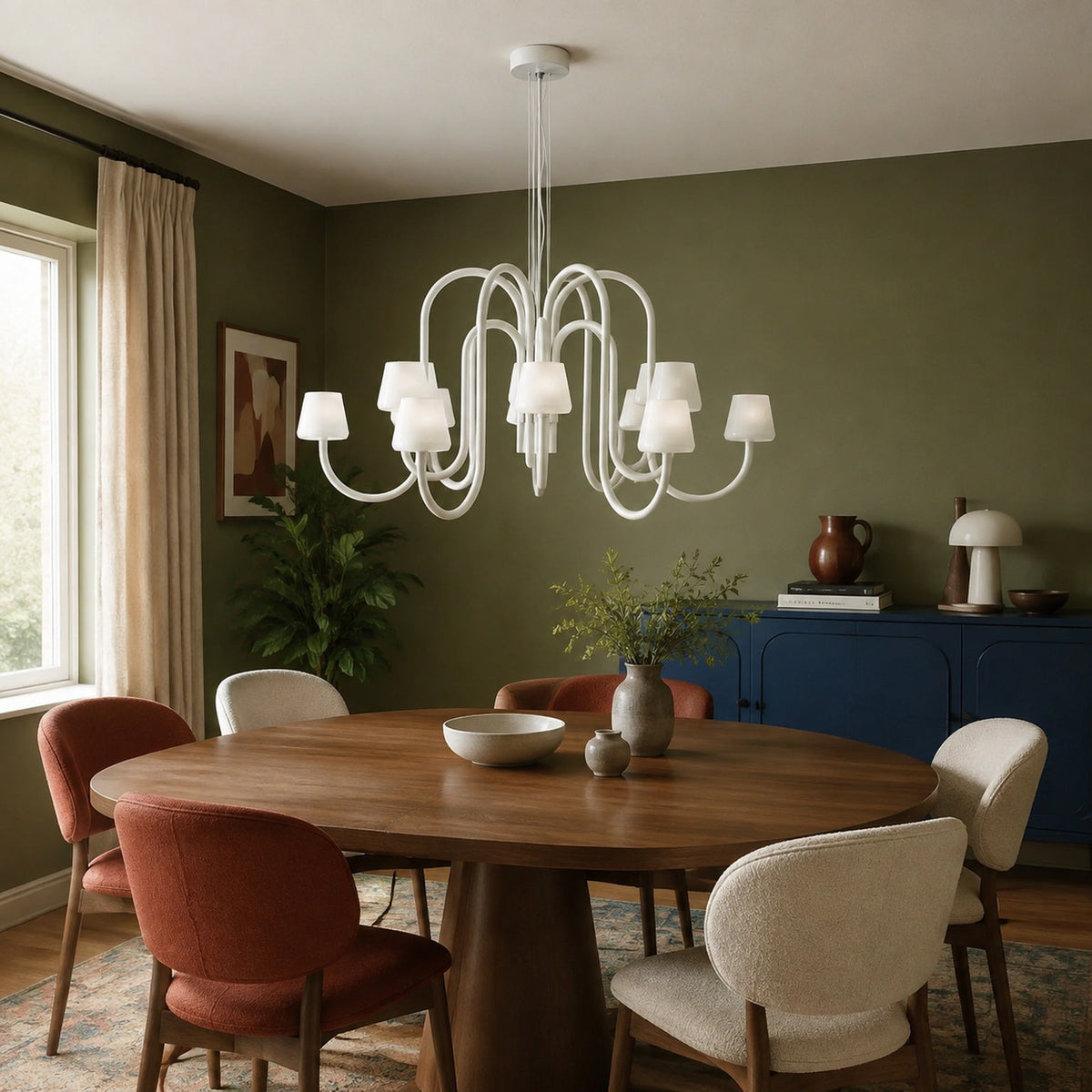 W&F Collection | Apollo Gray Aluminum and Opal Glass Chandelier