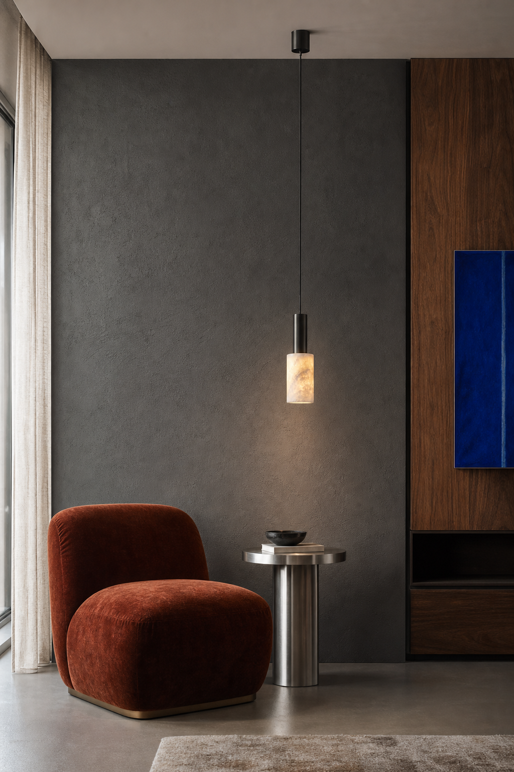 W&F Collection | Azurelith Blue Crystal Cylinder Pendant Light