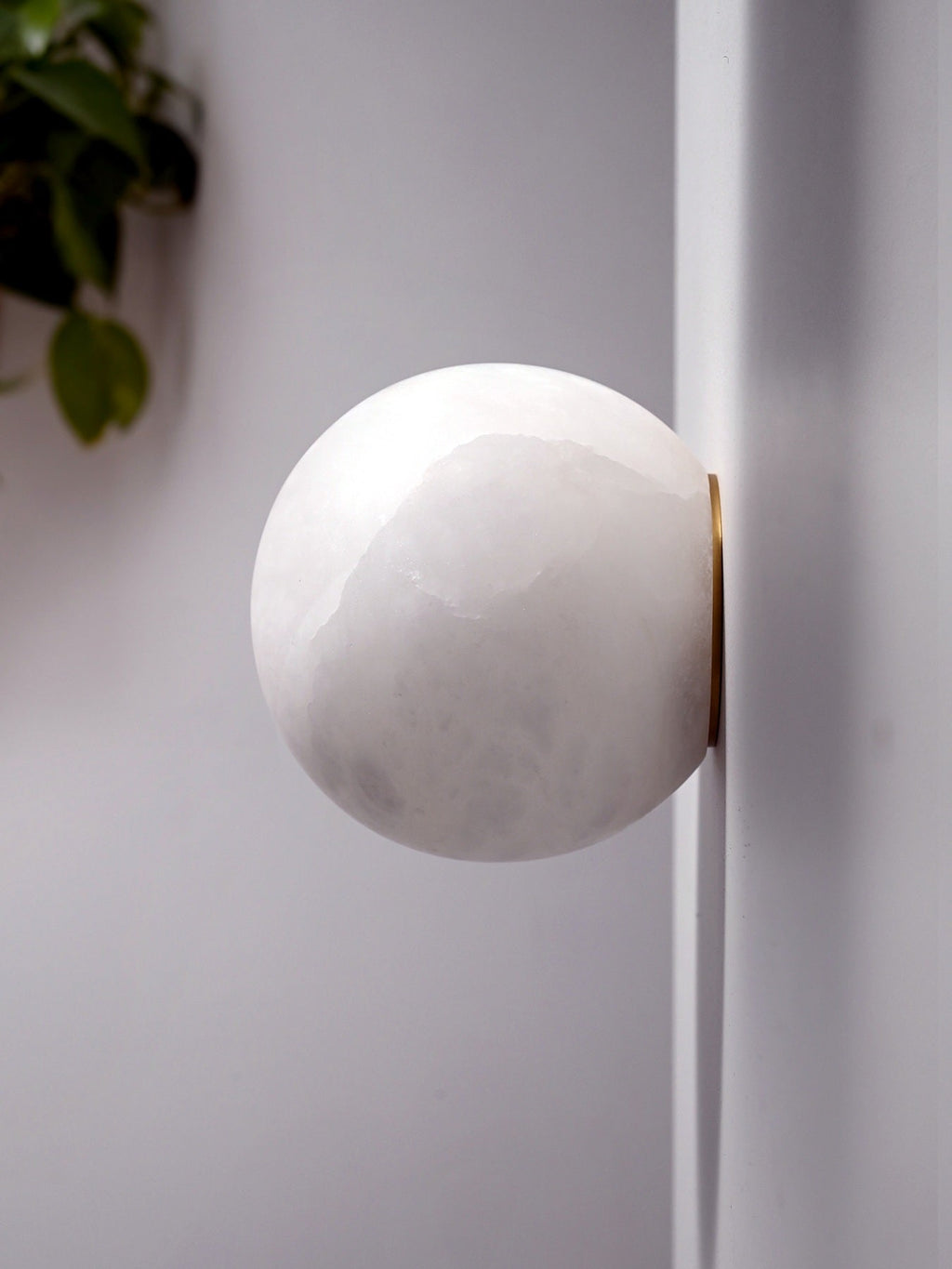 W&F Collection | Alabaster Globe Wall Sconce in Natural Brass, 3 Sizes