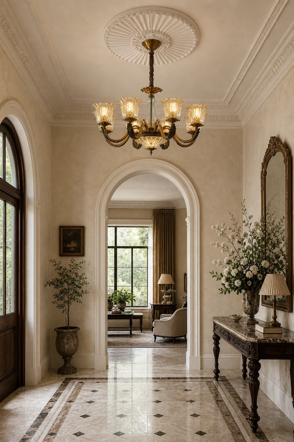 W&F Collection | Antique Brass Fluted Glass Chandelier