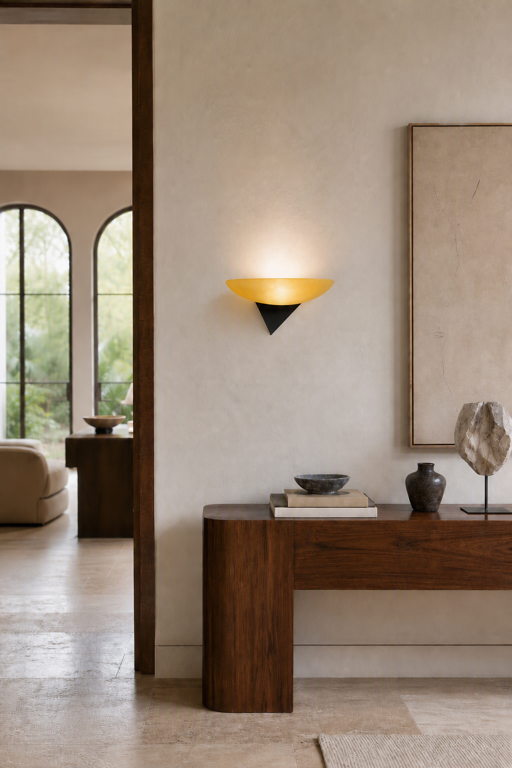 W&F Collection | Asymmetric Acid-Washed Glass Wall Sconce