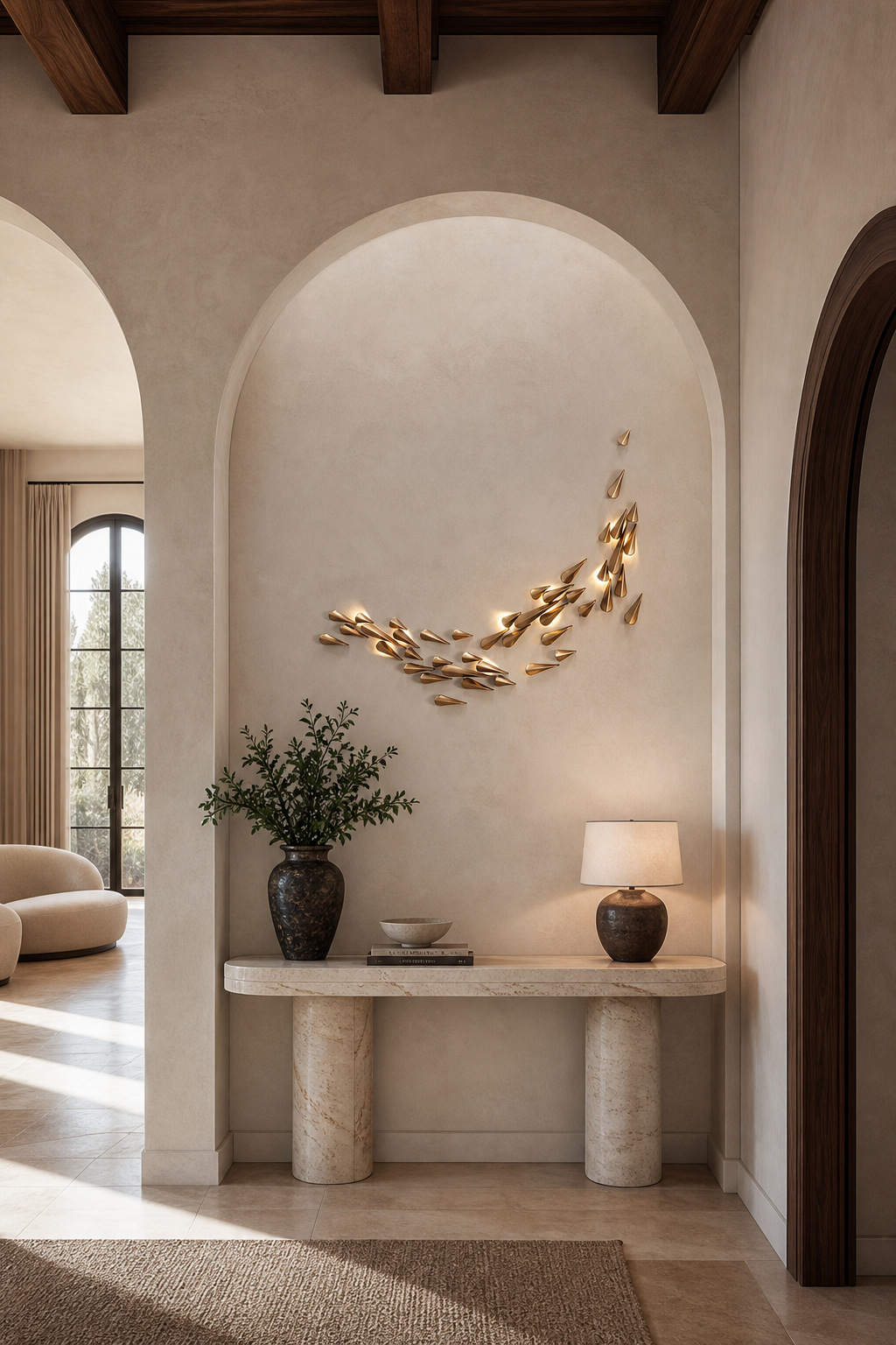 W&F Collection | Anodine Brass Leaf LED Wall Art Sconce