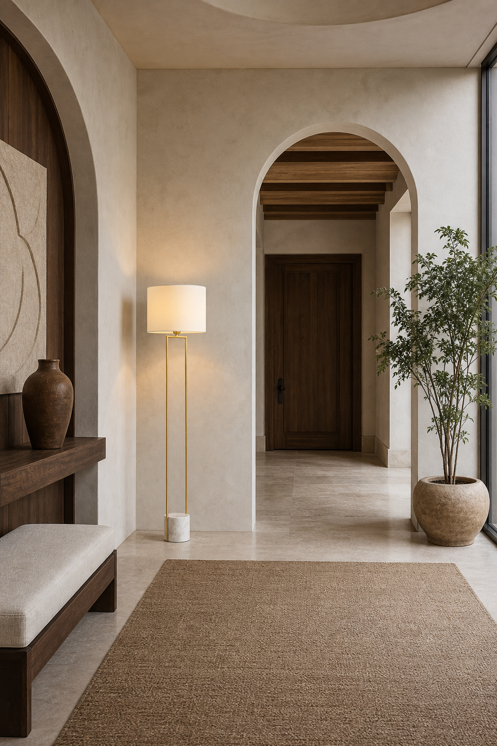 W&F Collection | Double-Rod Floor Lamp with Marble Base