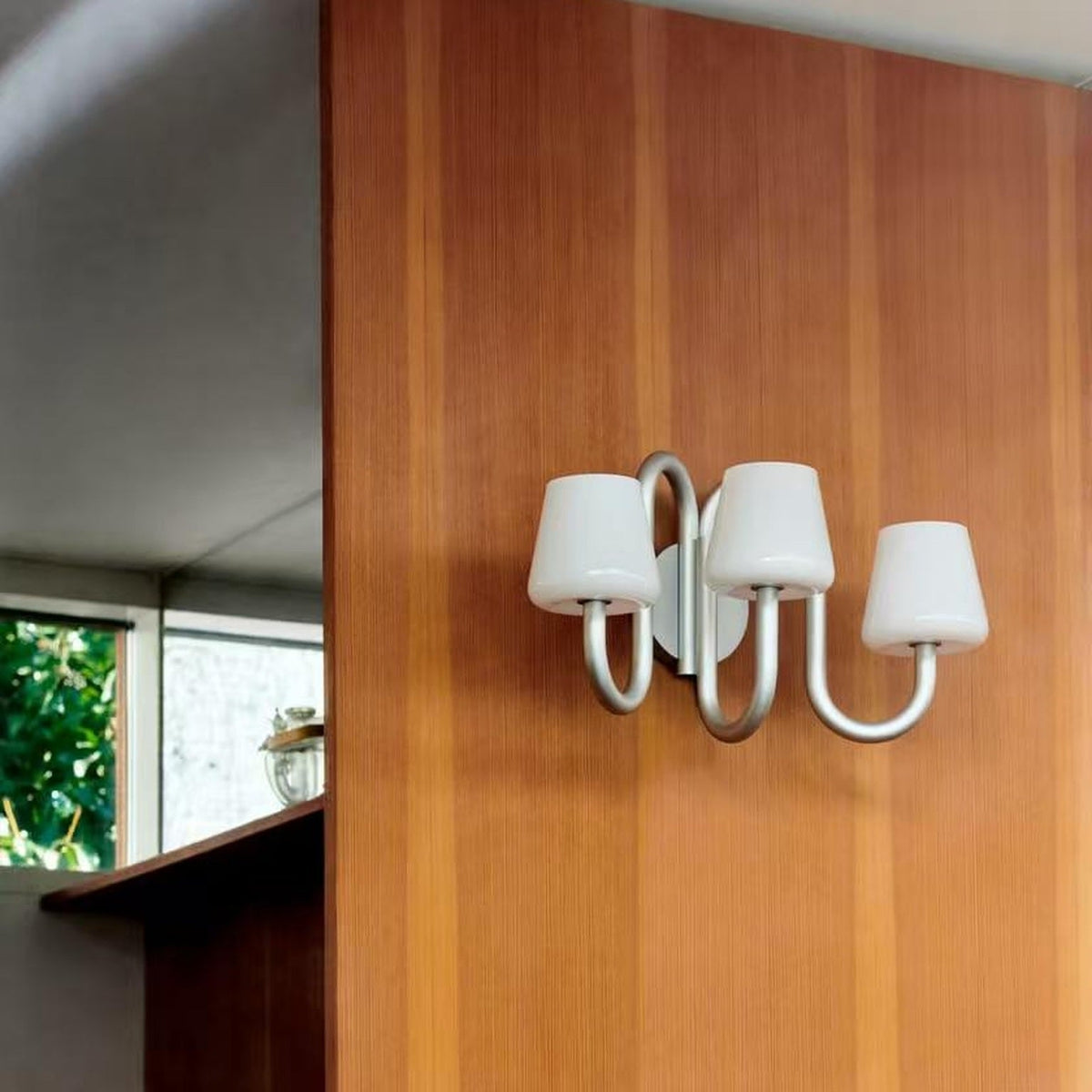 W&F Collection | Apollo Gray Aluminum and Opal Glass Wall Sconce