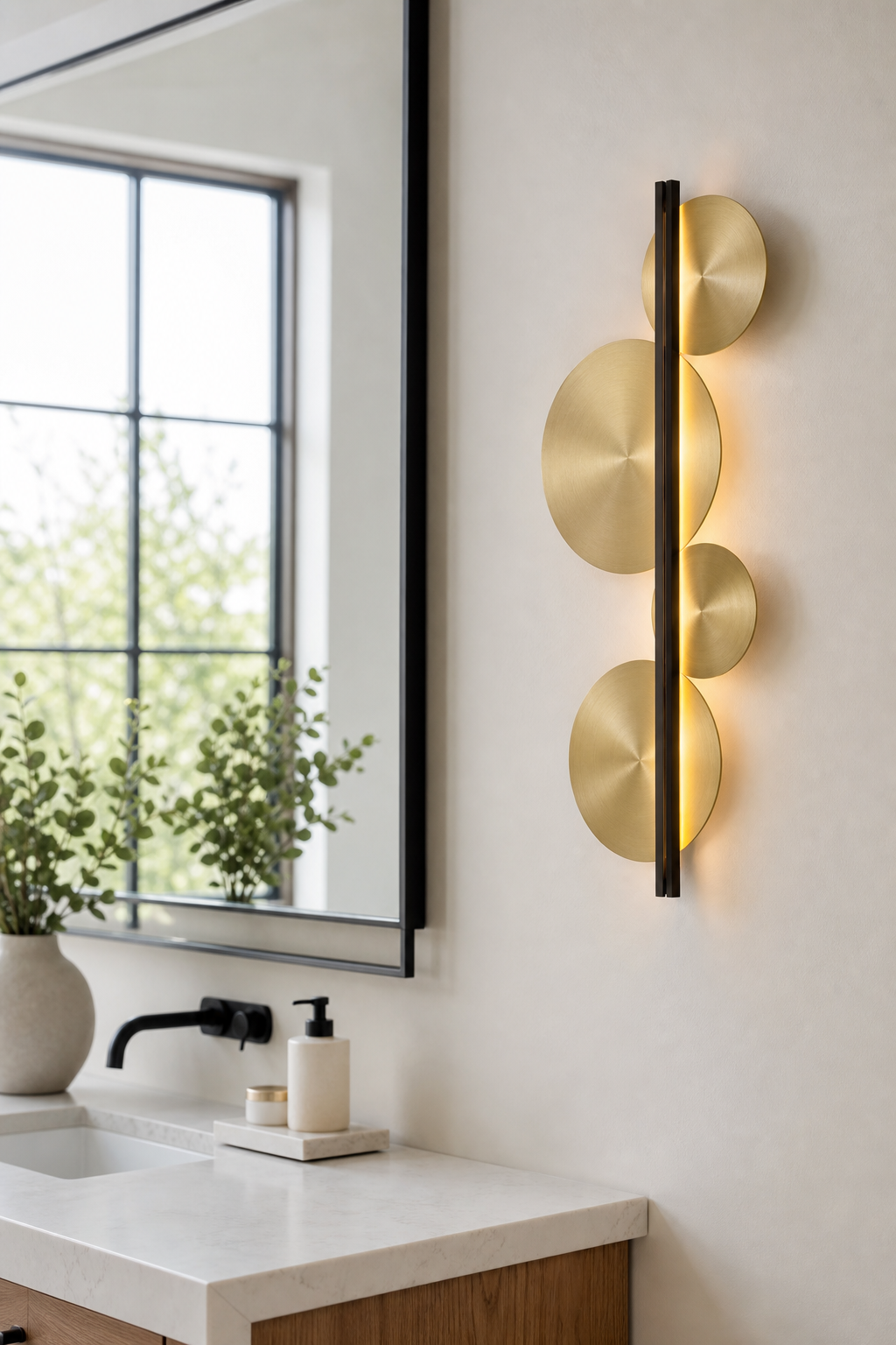 W&F Collection | Brass Disc LED Wall Sconce