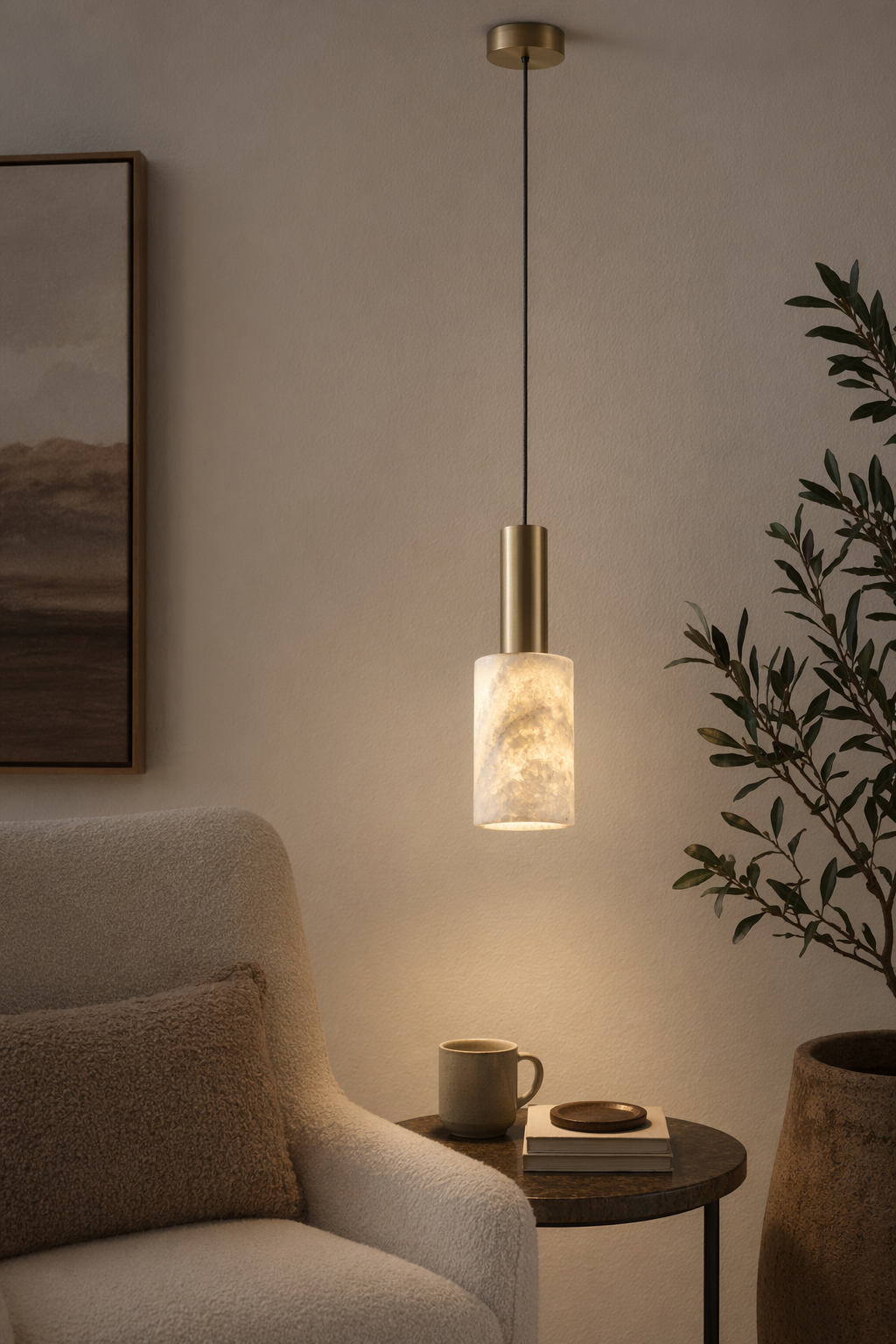 W&F Collection | Azurelith Blue Crystal Cylinder Pendant Light